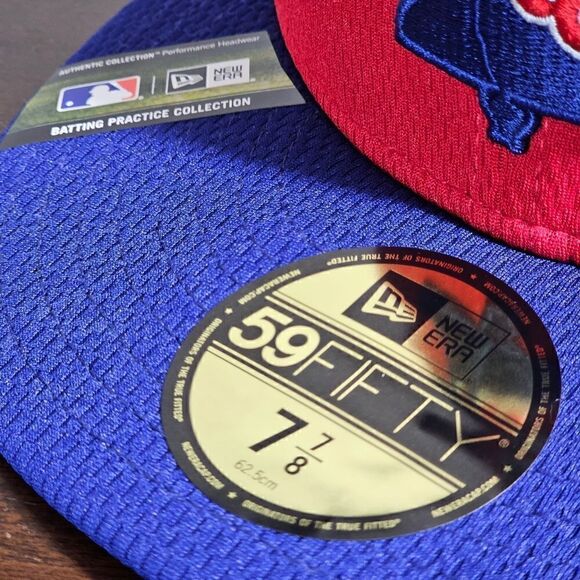 New Era MLB Phillies Fitted Hat Cap 7 7/8 Red Blue 59Fifty Bating Practice New - Picture 9 of 16